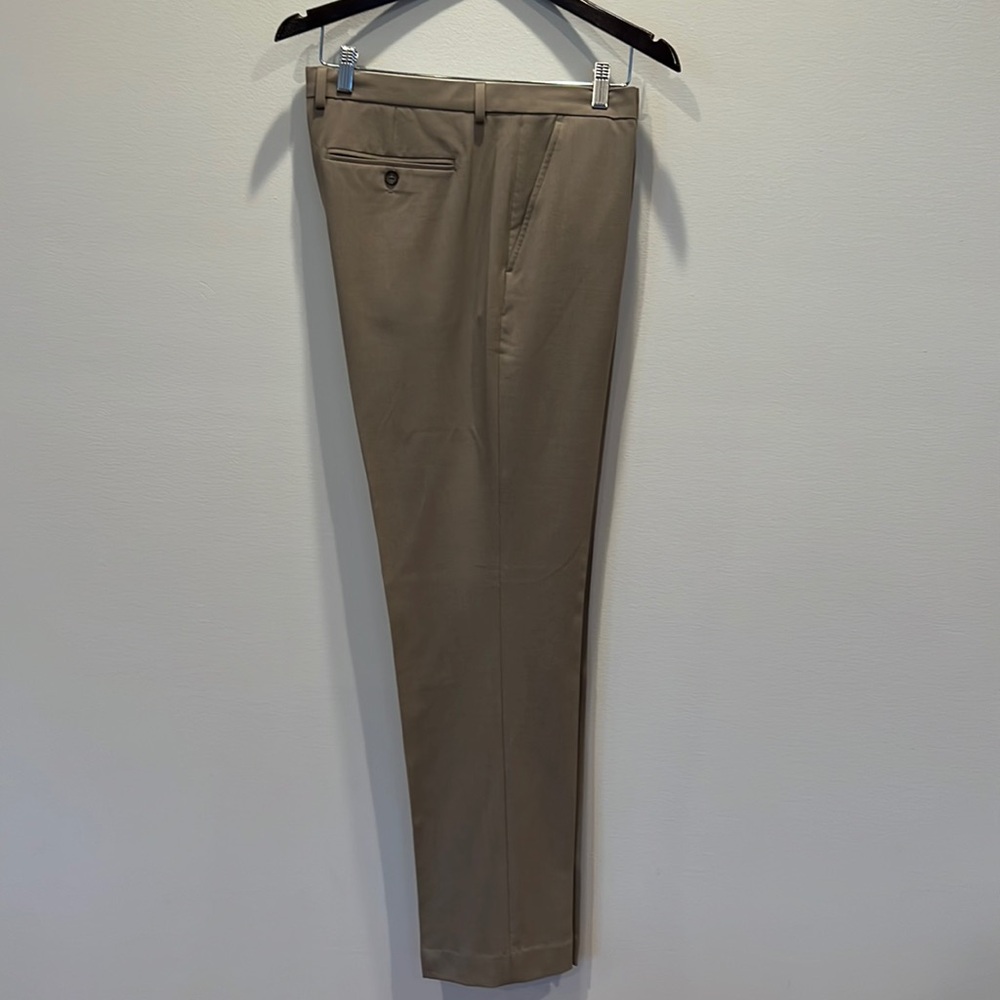 Calvin Klein Mens taupe/olive 36x32 body fit stretch dress pants